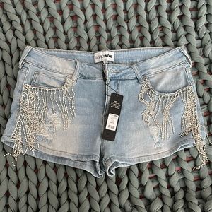 fashion nova fringe diamond shorts sz9
